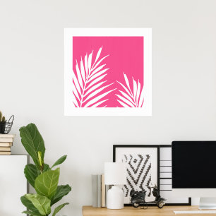Korallenweiße Acrylpalme-Blätter Poster