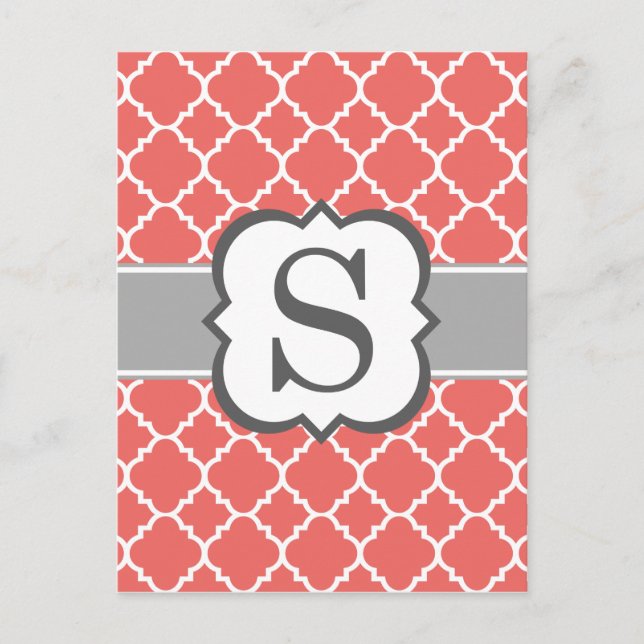 Korallenweißer Monogramm Letter S Quatrefolie Postkarte (Vorderseite)