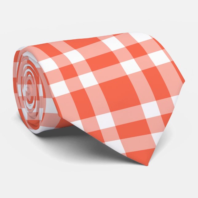 Korallenweißes Karomuster Krawatte (Gerollt)