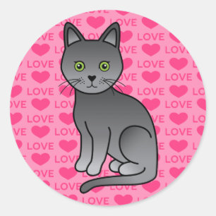 Korat-Katze Süße Cartoon-Illustration Runder Aufkleber