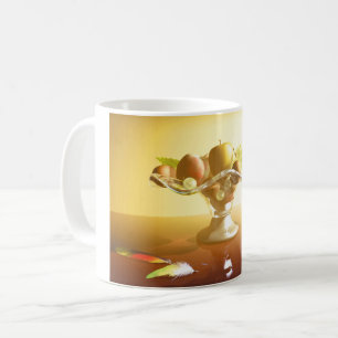 Korb aus Glas mit Früchten und Schmetterling Kaffeetasse