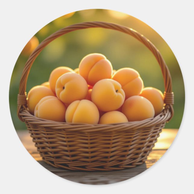 Korb mit Aprikosen Runder Aufkleber (Vorderseite)