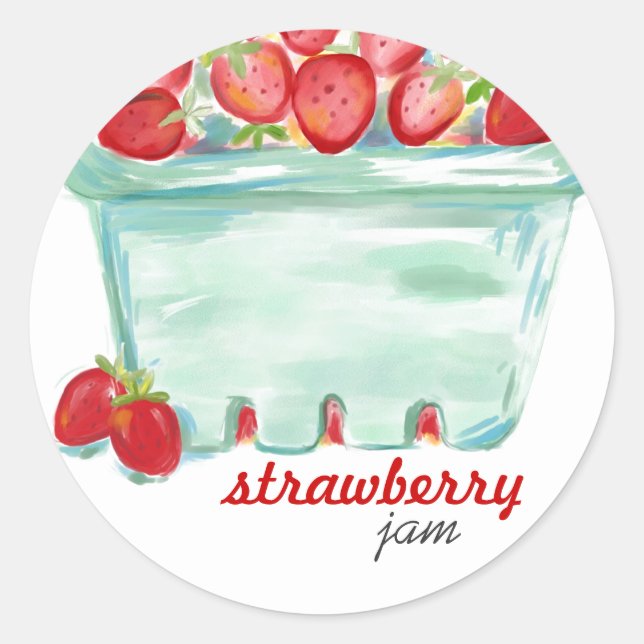 Korb mit den Aufklebern von Erdbeeren Runder Aufkleber (Vorderseite)