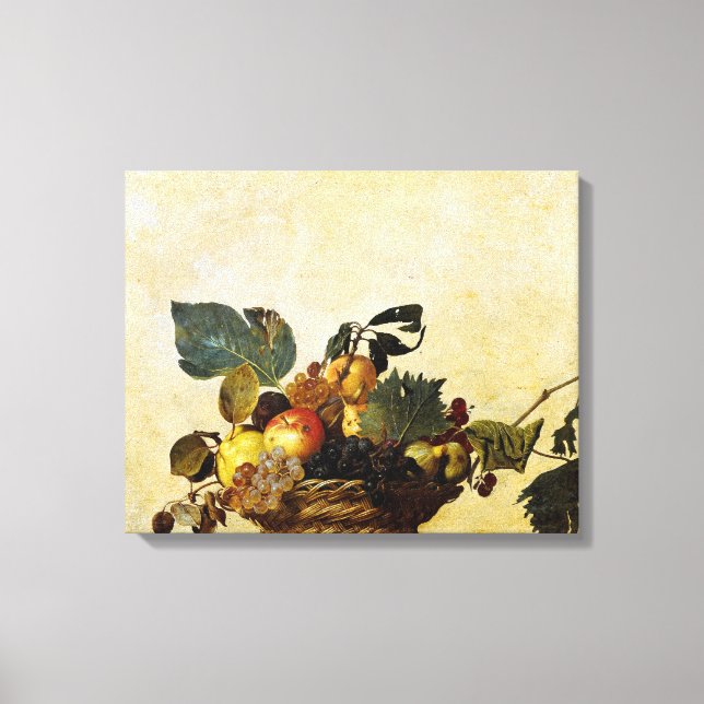 Korb mit Obst, Caravaggio Leinwanddruck (Vorderseite)