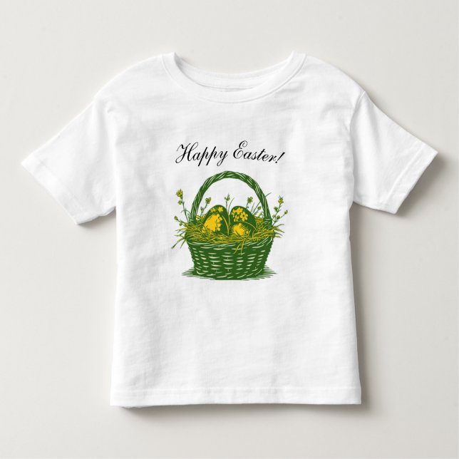Korb mit Ostereiern | Frohe Ostern Kleinkind T-shirt (Vorderseite)