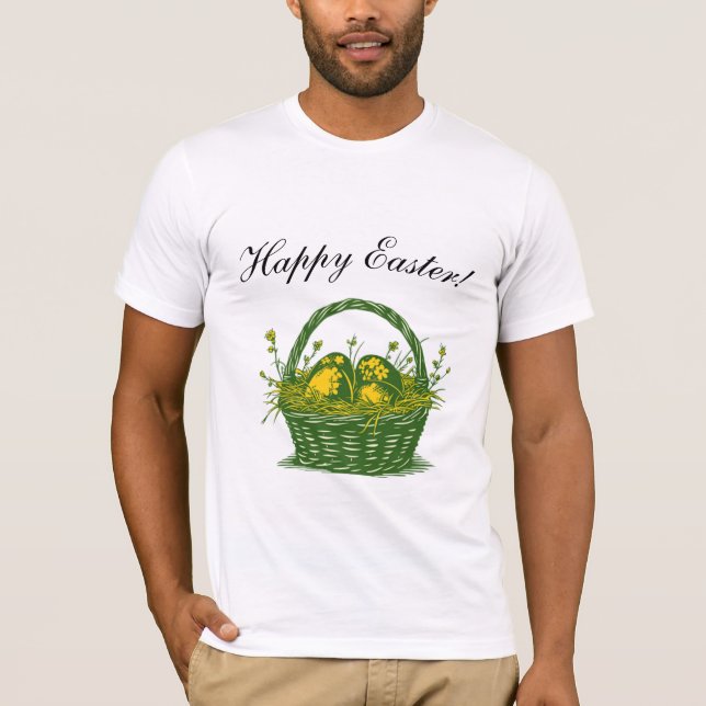 Korb mit Ostereiern | Frohe Ostern T-Shirt (Vorderseite)