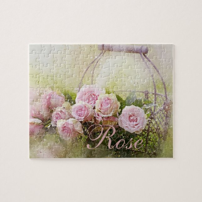 Korb mit rosa Rosen (Horizontal)