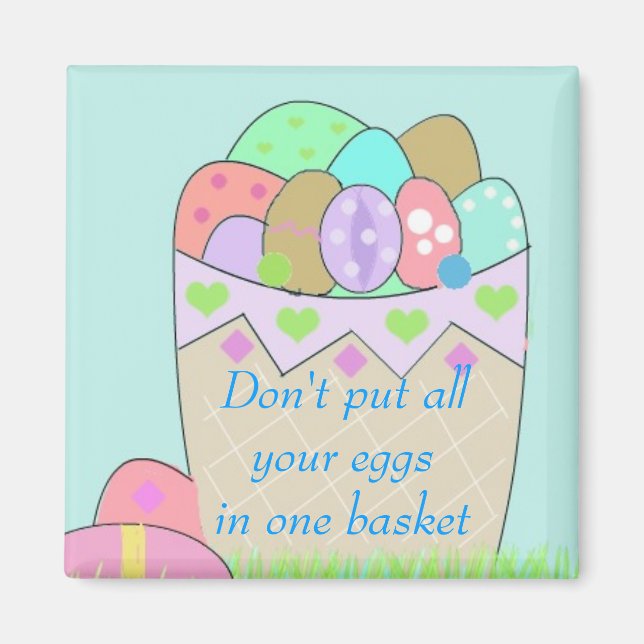 Korb Ostereier mit Sprichwort Magnet (Vorne)