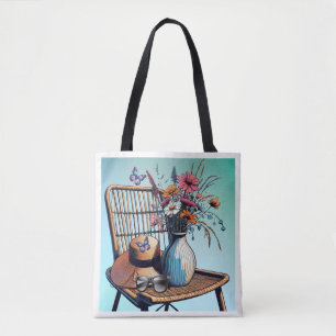 Korb und Blumen Sommer Stimmung Tasche