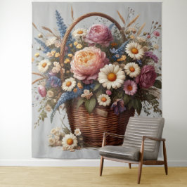 Korb voller Blume Wandteppich