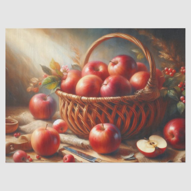 Körbe für Äpfel, die noch lebenserhaltend gemalt w Seidenpapier (Vorderseite)