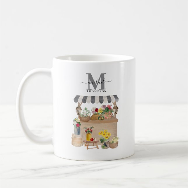 Körbe für die Blume auf dem Bauernmarkt Kaffeetasse (Links)