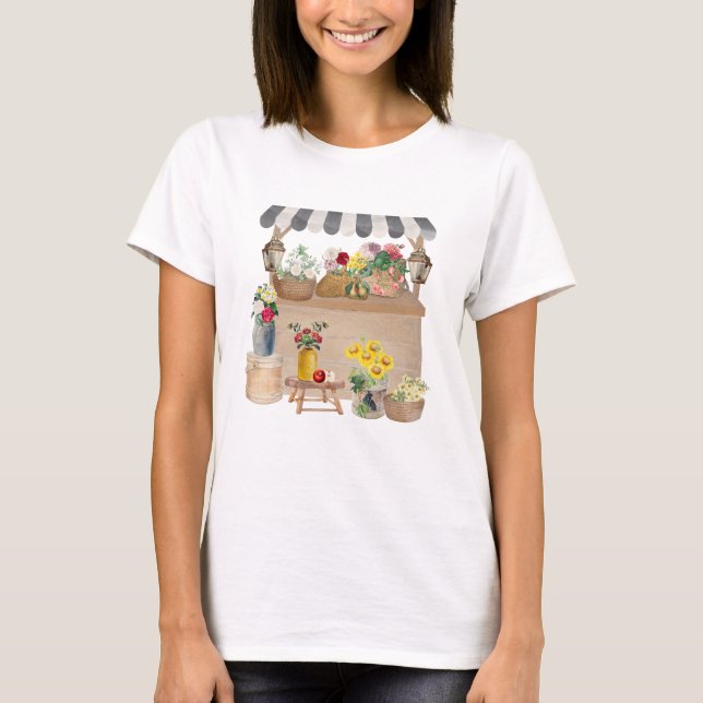 Körbe für die Blume auf dem Bauernmarkt T-Shirt (Vorderseite)