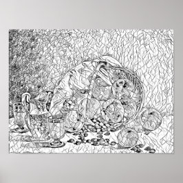 Körbe mit Abstrakter Farbseite für Erwachsene Poster