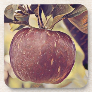 Körbe mit Äpfelmalerei auf Apfelbaum Getränkeuntersetzer