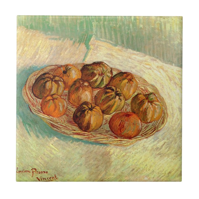 Körbe von Äpfeln nach Pissarro von Vincent van Gog Fliese (Vorderseite)