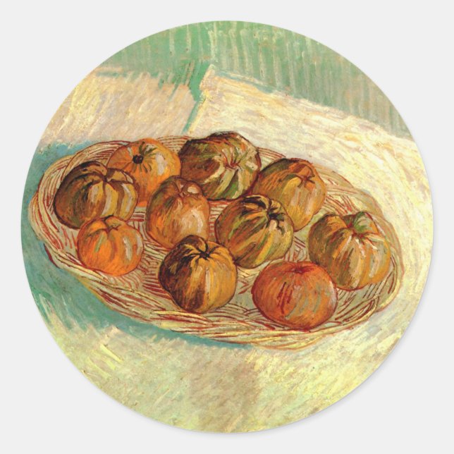 Körbe von Äpfeln nach Pissarro von Vincent van Gog Runder Aufkleber (Vorderseite)