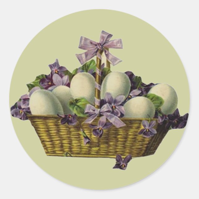 Körbe von Eiern und Violetten Runder Aufkleber (Vorderseite)
