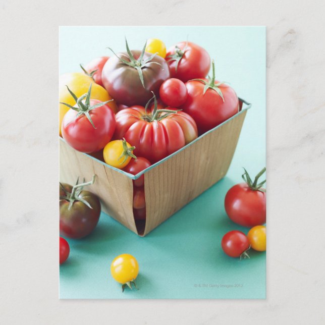 Körbe von Heirloom Tomaten Postkarte (Vorderseite)