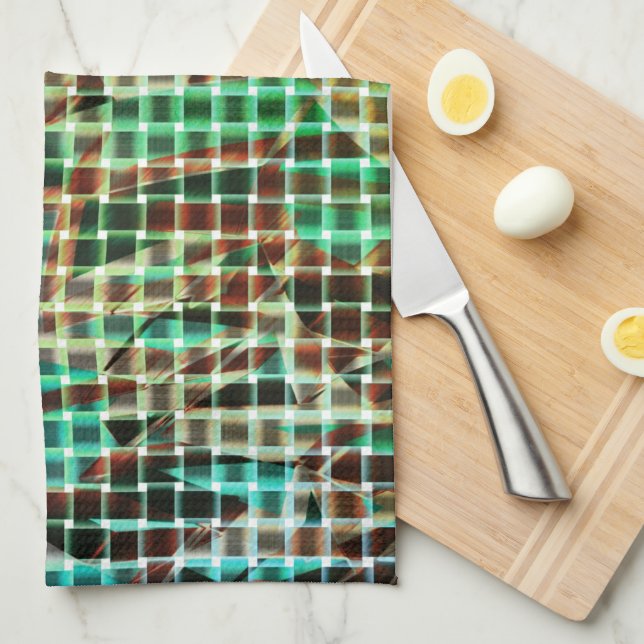 Korbgeflecht, ähnlich trockenes, grünes und braune geschirrtuch (Viertel Falte)