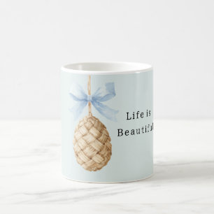 Korbgeflecht-Ei Blaue Schleife Kaffeetasse