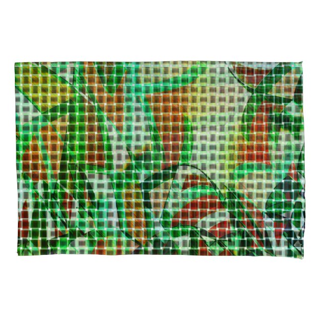 Korbweidekunst, grüne Bänder, Korallendetails Kissenbezug (Vorderseite-Links)