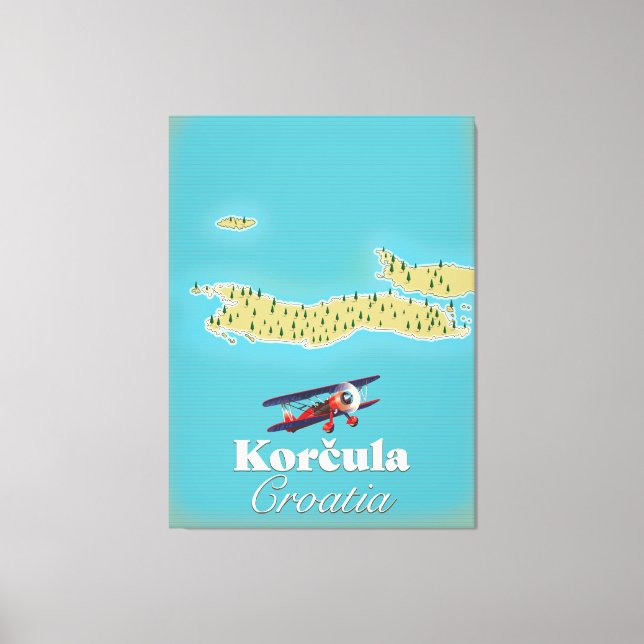 Korčula Kroatien Karte Leinwanddruck (Vorderseite)