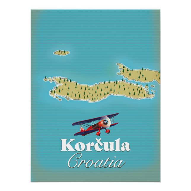 Korčula Kroatien Karte Poster (Vorderseite)