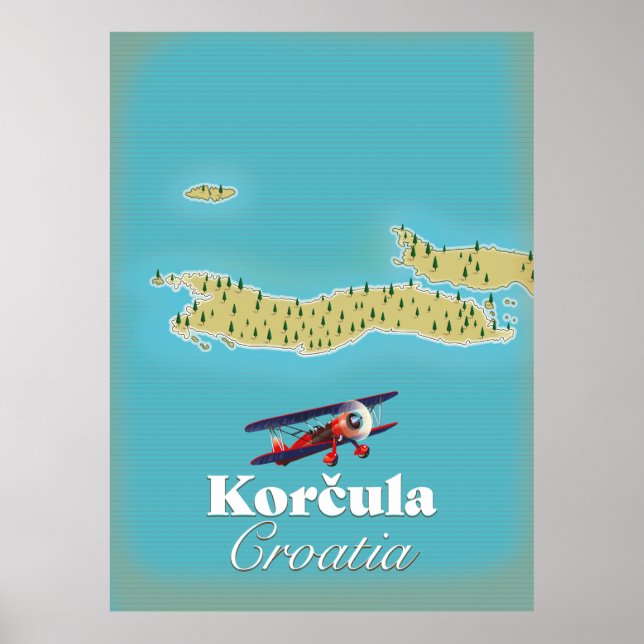 Korčula Kroatien Karte Poster (Vorne)