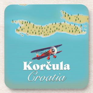 Korčula Kroatien Karte Poster Keramikfliese Getränkeuntersetzer