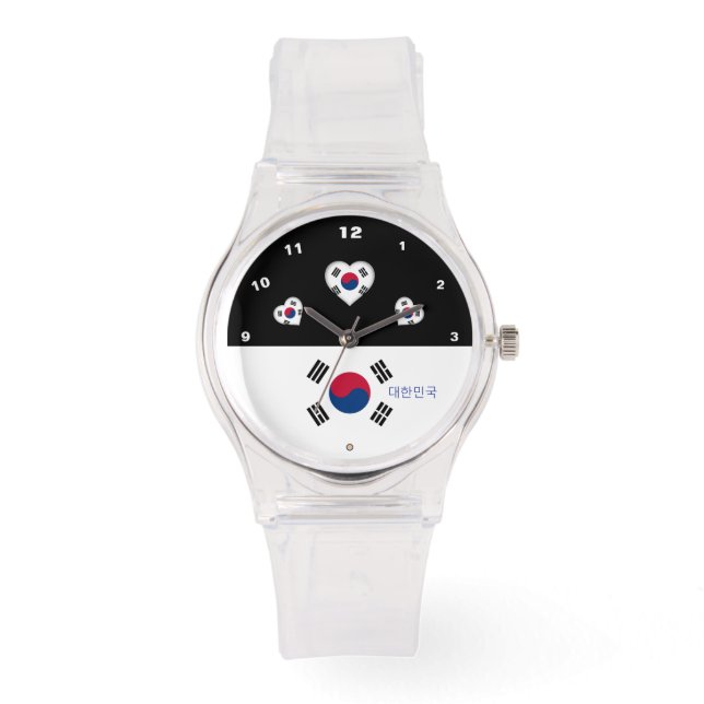Korea Flag watch, Hearts, Südkorea /sports Armbanduhr (Vorderseite)