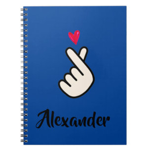  Korea Kpop Blue Red  Hand Heart School Notizblock