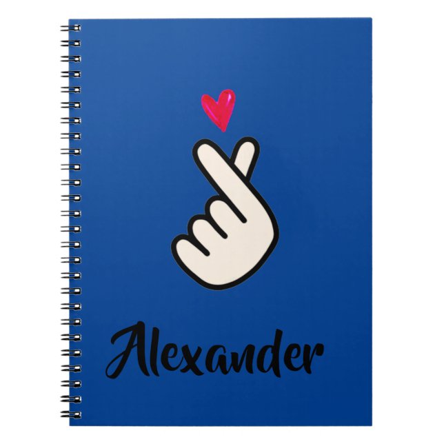  Korea Kpop Blue Red  Hand Heart School Notizblock (Vorderseite)