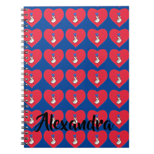 Korea Kpop Red Blue Hand Heart School Notizblock