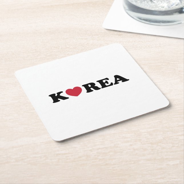 Korea Liebe Herz Rechteckiger Pappuntersetzer (angewinkelt)