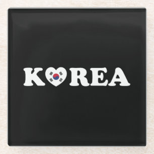 Korea Liebe Herzenflagge Glasuntersetzer