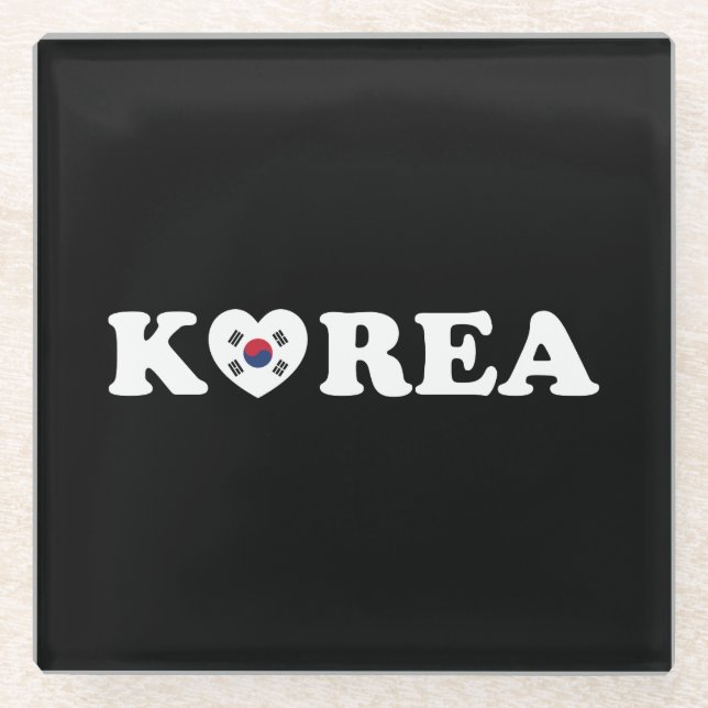 Korea Liebe Herzenflagge Glasuntersetzer (Vorderseite)