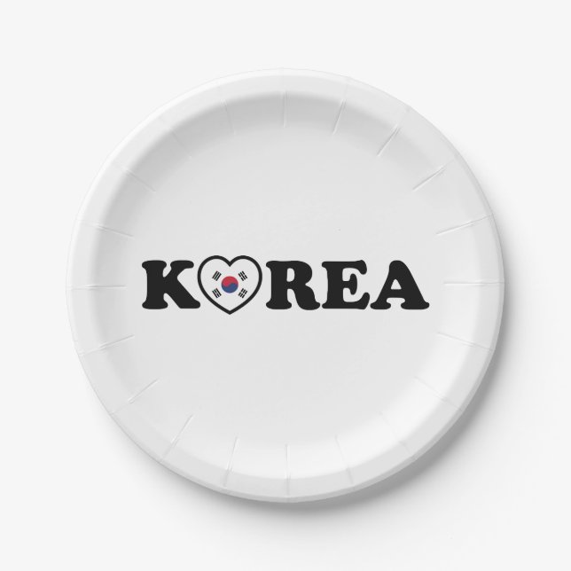Korea Liebe Herzenflagge Pappteller (Vorderseite)