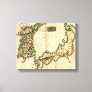 Korea und JapanPanoramic MapKorea und Japan Leinwanddruck