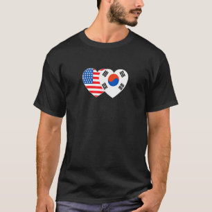 Korea und USA-Flagge Zwillingsherz für koreanische T-Shirt
