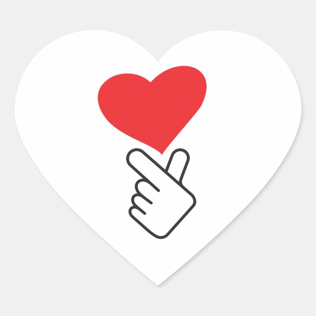 Korea v vinger, wave of Koreaanse hand. k-pop Herz-Aufkleber (Vorderseite)