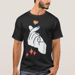 Korean Finger Heart Gay LGBTQ Kpop Kdrama Liebe  T-Shirt