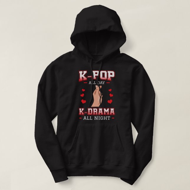 Korean Finger Heart K-Pop K-Drama Music Lover Pull Hoodie (Design vorne)