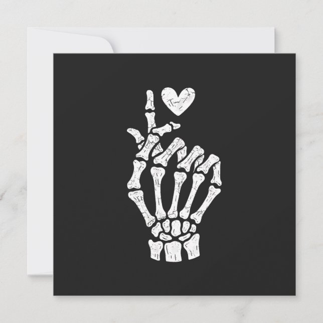 Korean Finger Heart Skeleton Hand Karte (Vorderseite)