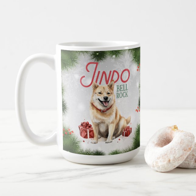 Korean Jindo Dog Pun Weihnachtskaffee Tasse (Mit Donut)