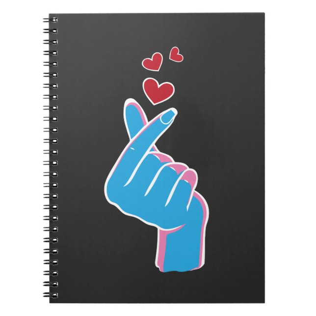 Korean Music Finger Heart Kpop Seoul Hallyu Notizblock (Vorderseite)