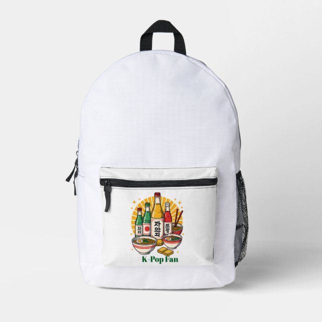 Korean Pop Culture Chest Print Printed Backpack Bedruckter Rucksack (Vorderseite)