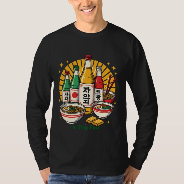 Korean Pop Culture Chest Print T-Shirt (Vorderseite)