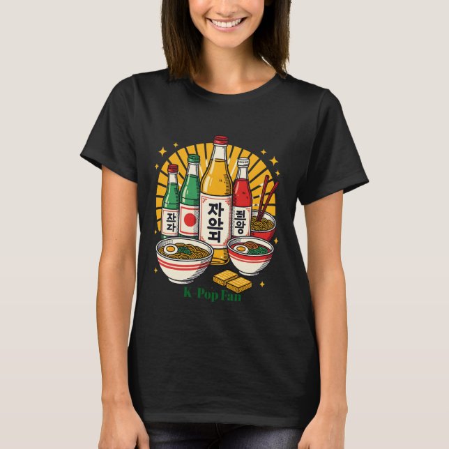 Korean Pop Culture Chest Print T-Shirt (Vorderseite)