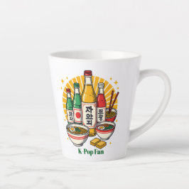 Korean Pop Culture Chest Print T-Shirt Glass Coffe Milchtasse